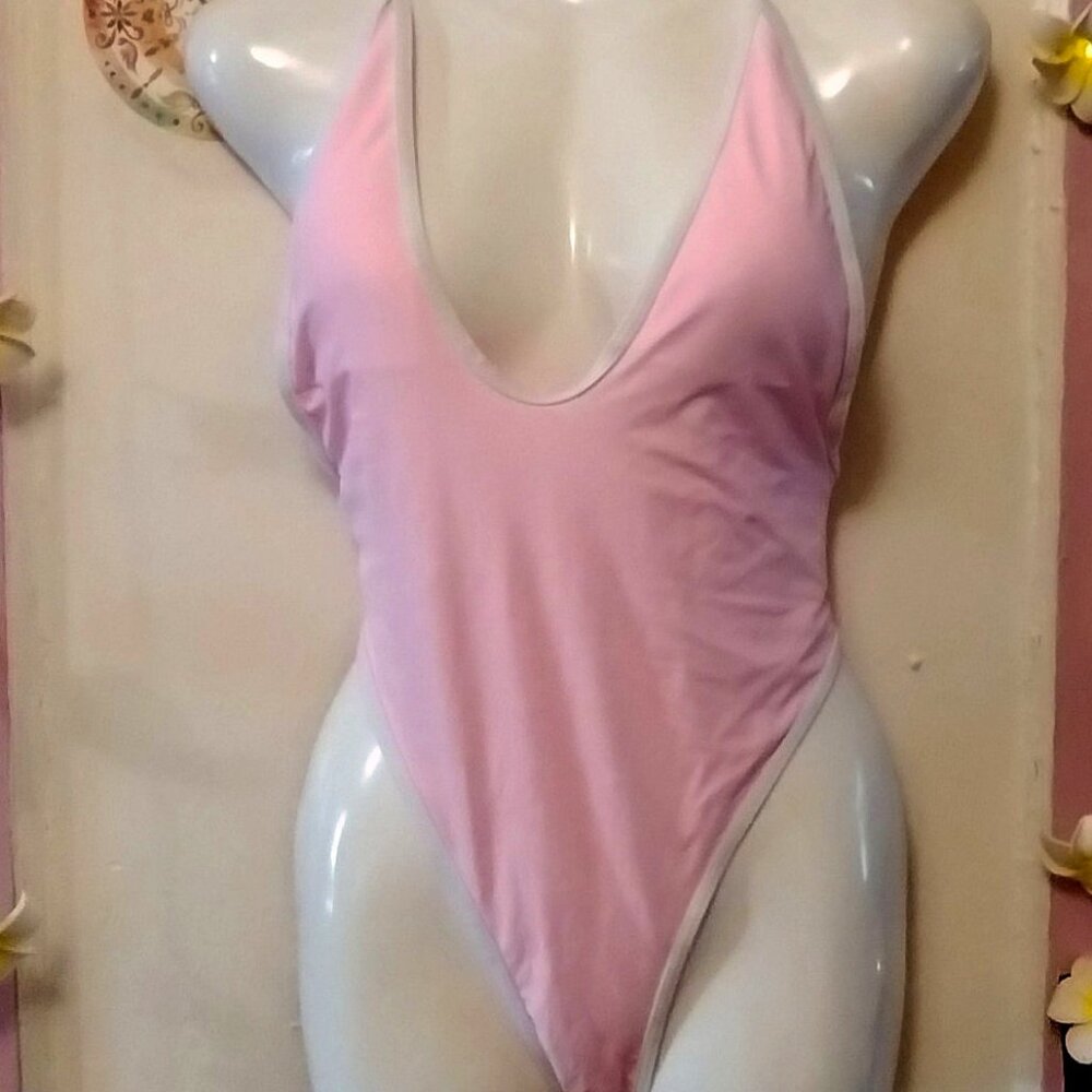 Baby Pink (L) Deep V Suit